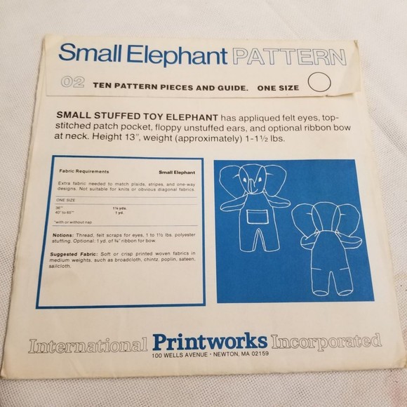 1970's Printworks Small Elephant pattern PAT046 - Picture 3 of 5